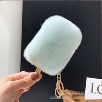 Pendentif mignon de sac de glace de lapin de Rex pendentif porte-clés de voiture Instagram en peluche rouge