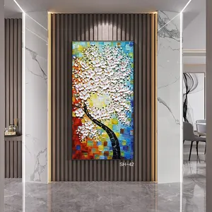 Atacado 3D Arte Abstrata Pintura A Óleo Dourado Flores Pinturas Modern Canvas Wall Art Home Decor Pintura
