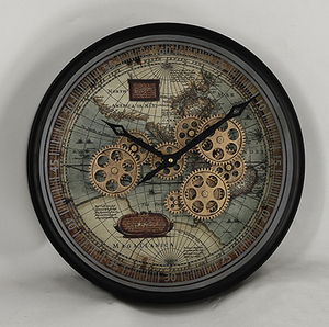 REIDA Industrial Steampunk Battery Operated <strong>Roman</strong> Bronze Antiqued Industrial Moving Gear Wall <strong>Clock</strong> for Living Room Decor - Product Image 2