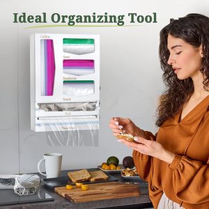 Personnalisé 6-en-1 Bambou Ziplock Sac Organisateur De Stockage Distributeur D'emballage Naturel avec Cutter pour Cuisine <span class=keywords><strong>Tiroir</strong></span> Zip Lock Sac - Product Image 4