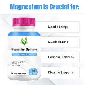 Cápsulas de Glicinato de Magnesio de 420 mg Fáciles de Absorber con Vitamina D3 para la Salud Muscular y el Apoyo Digestivo, Suplemento de Magnesio - Product Image 5