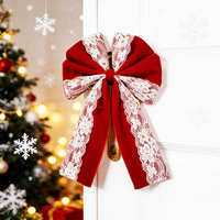 Décoration de Noël de style européen, nœud en dentelle, fleur, ornement festif en tissu à suspendre à la porte pour fêtes d'enfants et d'adultes