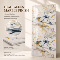 Panneau mural décoratif en PVC brillant MORLENX, agate bleu or, marbre UV, pour la décoration intérieure d'hôtels et de villas