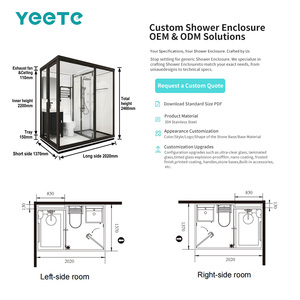 Cabine <span class=keywords><strong>de</strong></span> <span class=keywords><strong>douche</strong></span> <span class=keywords><strong>coulissante</strong></span> d'<span class=keywords><strong>angle</strong></span> noire YEETE en verre trempé <span class=keywords><strong>de</strong></span> sécurité 5-8 mm pour projets hôteliers <span class=keywords><strong>de</strong></span> luxe et bâtiments commerciaux - Product Image 3