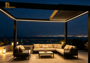Pergola en aluminium RKOVE RK-E1, revêtement en poudre noire, structure extérieure rectangulaire moderne autoportante pour jardin - Product Image 3
