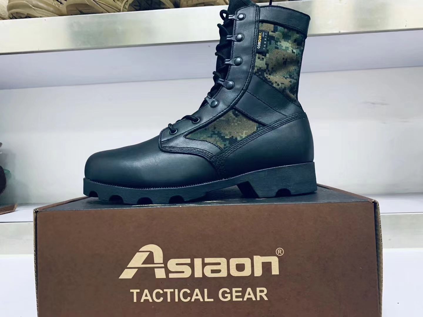 Cordura Fabric Gibson Tropical Combat Boots Beige Jungle Boots - Main Image