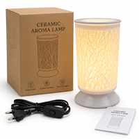 Lámpara de Aroma Moderna de Cerámica, Calentador de Cera LED, Quemador de Aceites Esenciales de Porcelana Blanca, Luz Nocturna Decorativa para Mesa, Decoración del Hogar