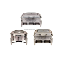 Ensemble de réchauds de buffet commerciaux 9L, réchaud martelé avec couvercle en verre transparent pour service de plats chauds lors de mariages et banquets