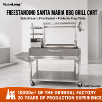 Barbecue au charbon de bois multi-niveaux en acier inoxydable, gril extérieur en métal pour viande, légumes et rôtissage de cochon entier