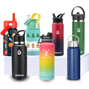 Insulated Water Bottle 12oz 32oz 40oz Kids Custom Double Wall Vacuum Flip Straw Lid Sports Stainless Steel Insulated Water Bottle