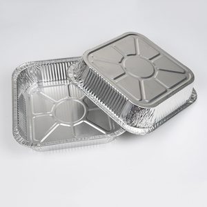 8''x 8'' Heavy Duty Disposable Aluminum Foil <strong>Containers</strong> <strong>Square</strong> Takeaway Food Tray Baking Pans with <strong>Plastic</strong> Lid - Product Image 3