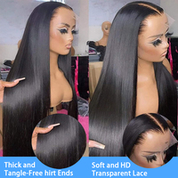 Perruque frontale en dentelle HD 13x6 en cheveux humains, cheveux indiens bruts alignés sur les cuticules, prête à porter sans colle, pour femmes noires