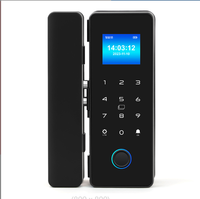Cerradura de Combinación para Puerta de Vidrio, Sin Perforaciones, con Huella Dactilar y Control por Aplicación CamHi, para Tiendas y Oficinas, Cerradura para Puerta Simple/Doble