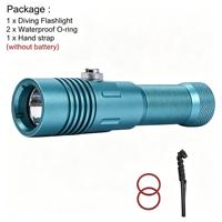 Lampe de plongée LED SST40 2000 lumens professionnelle, lampe de plongée LED pour plongée profonde de 200 m, lampe de plongée d'urgence sous-marine en alliage d'aluminium