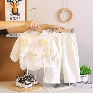 Ensemble de vêtements pour <span class=keywords><strong>fille</strong></span> 2026, ensemble de survêtement rose à fleurs 3D, ensemble de <span class=keywords><strong>2</strong></span> pièces - Product Image 2