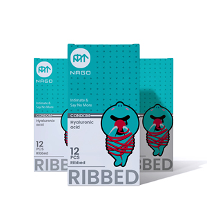 Préservatifs côtelés personnalisés en direct d'usine, en latex, à friction améliorée, avec lubrifiant à l'acide hyaluronique, largeur standard 52 mm - Product Image 1