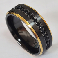 Bague d'éternité de luxe Cheng Jewelers pour homme, anneaux de mariage en carbure de tungstène avec incrustation de CZ blanc, bague plaquée couleur café pour homme