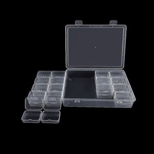 Plastic Storage Box Set 26.2x18.9x4.7cm Transparent Rectangular With Lid For Jewelry Stationery Screws Hardware Tools Organizer - Product Image 1