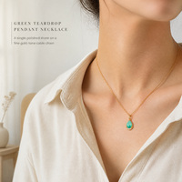 Collier pendentif en pierre verte, doré, serti de griffes, chaîne en câble, bijoux de mode pour femmes