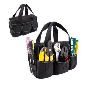 Factory OEM Wholesale Small Black <b>Canvas</b> <b>Tool</b> Duffle <b>Bag</b> with Zipper Closure External Pocket Multi-function Organizer 28x12x18cm - Product Image 1