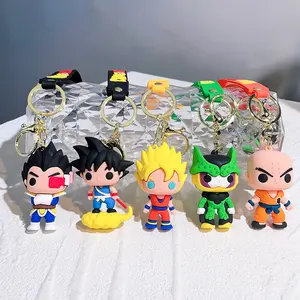Anime dbz Goku Vegeta di động 3D PVC Keychain Ba lô Mặt dây chuyền dễ thương túi trang trí phụ kiện