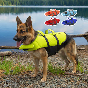 เสื้อชูชีพสุนัขแบบกำหนดเอง สำหรับว่ายน้ำ พายเรือคายัค ทำจากผ้าริปสต็อป ช่วยพยุงตัวสัตว์เลี้ยง พร้อมหูจับ สีเขียวสด - Product Image 1