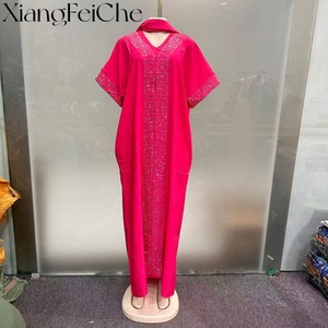 Abito Bubu da <span class=keywords><strong>Donna</strong></span> 2025 Nuovo Stile Moda Casual <span class=keywords><strong>Etnico</strong></span> Tinta Unita Ampio Africano Modesto con Diamanti - Product Image 3