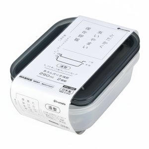 Inomata กล่องใส่อาหารและกล่องเก็บ2ชิ้นสำหรับไมโครเวฟสีดำขนาด290มล. - Product Image 1