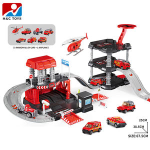 Гоночный трек для детей: 3 пластиковых машинок + 1 самолет, пожарная машина, трехэтажное здание, набор для самостоятельной сборки - Product Image 2