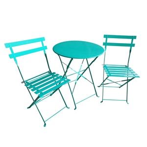 Mesa de comedor y sillas plegables de acero para exteriores de alta calidad, muebles de Patio, juego de bistró para jardín y patio trasero - Product Image 4
