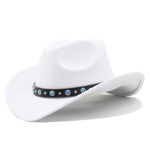Nuevo cinturón <span class=keywords><strong>de</strong></span> cuero <span class=keywords><strong>turquesa</strong></span> Sombrero <span class=keywords><strong>de</strong></span> vaquero occidental americano Otoño e invierno Hombres y mujeres Sombrero <span class=keywords><strong>de</strong></span> fieltro <span class=keywords><strong>de</strong></span> <span class=keywords><strong>lana</strong></span> Sombrero <span class=keywords><strong>de</strong></span> jazz - Product Image 3