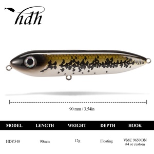 เหยื่อตกปลาขายดี <span class=keywords><strong>WTD</strong></span> แบบลอยน้ำ 12 กรัม/90 มม. เหยื่อปลอมแบบดินสอ สำหรับตกปลาทะเล ปลากะพง ปลาไพค์ ตัวเหยื่อทำจาก ABS แข็งแรง - Product Image 2