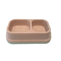Bol double en plastique pour animaux de compagnie, pour chats et chiens, bol à eau et à nourriture à double usage, design anti-fuite, matériau PP durable, simple pour les petits animaux