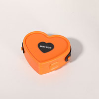 Boîte à bijoux en plastique en forme de cœur avec miroir, design compact, fermeture à boucle, motif uni, pour ranger colliers, bagues, idéale pour les voyages