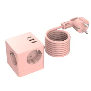 KEMA CE-Zertifikate 16A Power Cube USB-Mehrfach buchse 220V-250V mit 3USB-Ladegeräten Typ C (17W) Schreibtisch verlängerung buchsen