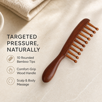 Peigne de massage en bois en gros, 10 dents en bambou, masseur de cuir chevelu et corporel, logo personnalisé, bois de santal, Cumaru, OEM, kit d'outils cadeau pour salon