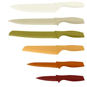 TOALLWIN kitchen knife messer cuchillos de cocina plastic handle kitchen knives nonstick stainless steel kitchen knife set