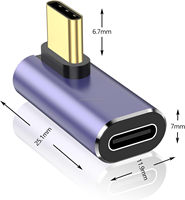 Adaptateur à angle droit USB C 100W Adaptateur USB C 40Gbps Support 8K 60Hz Affichage vidéo pour Thunderbolt 4 USB 4 HUB Docking Tablet
