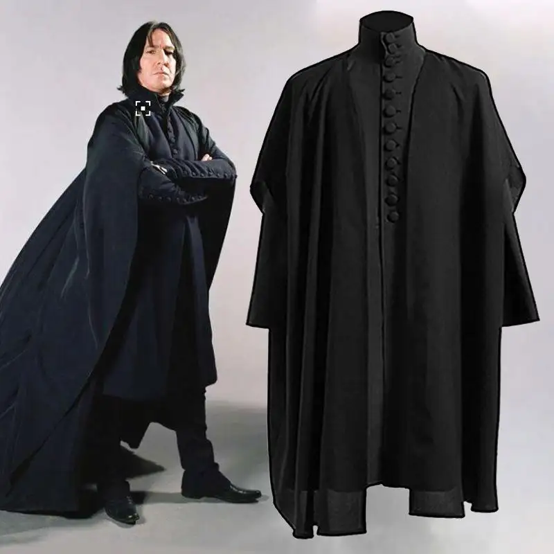 2024 profesör Severus Cosplay kostüm Hogwartes siyah pelerin gömlek yetişkinler elbise sihirli değnek karnaval parti üniformaları kadınlar