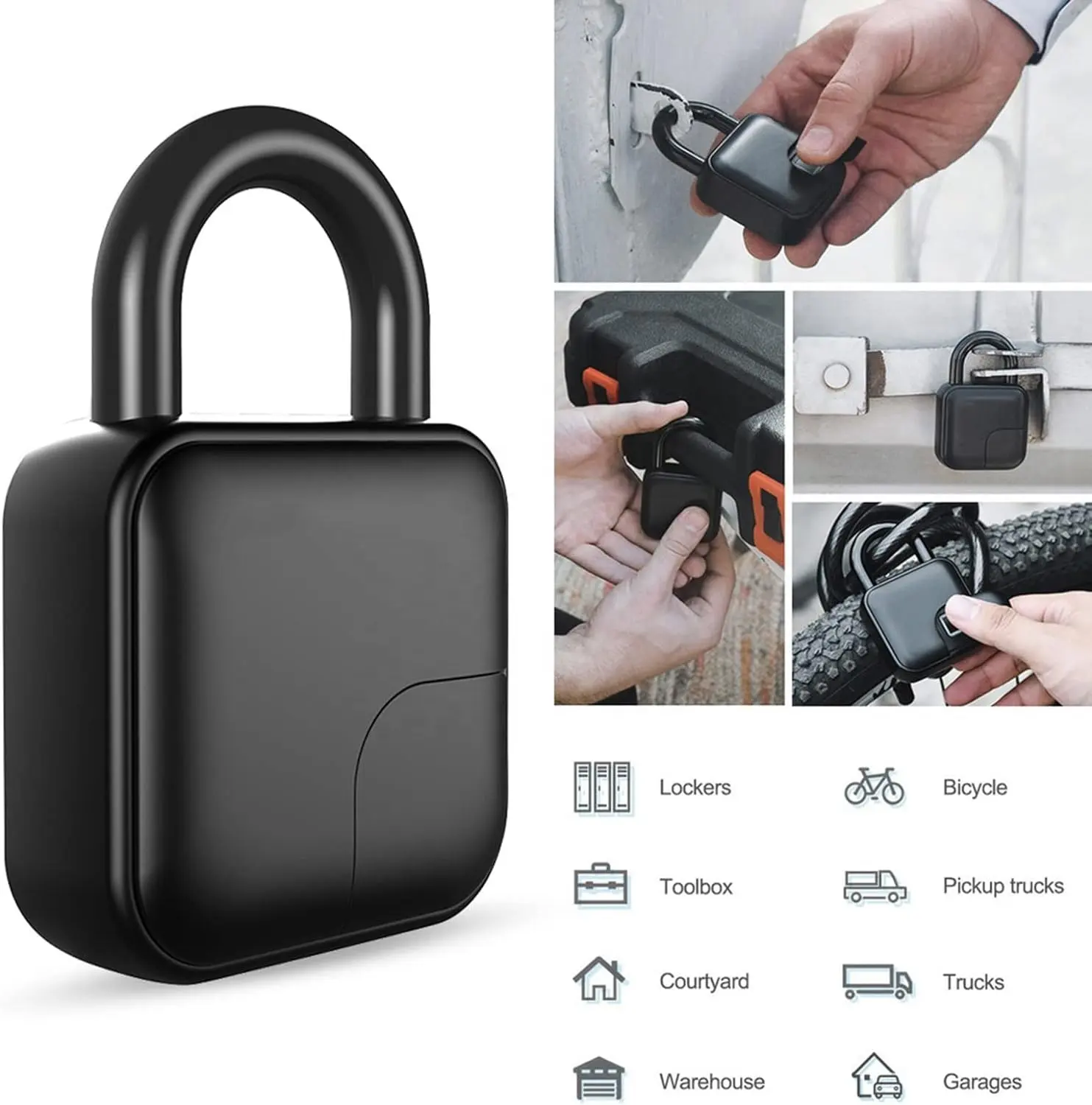 YOUHE Smart Finger Print Portable Lock Safety Remote Smart Fingerprint Padlock Smart Mini Padlock Electronic Lock Door