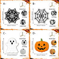 Meilleure vente transfrontalière Halloween : Présentoir de table en bois ajouré, style moderne et minimaliste, motif fantôme, citrouille et toile d'araignée