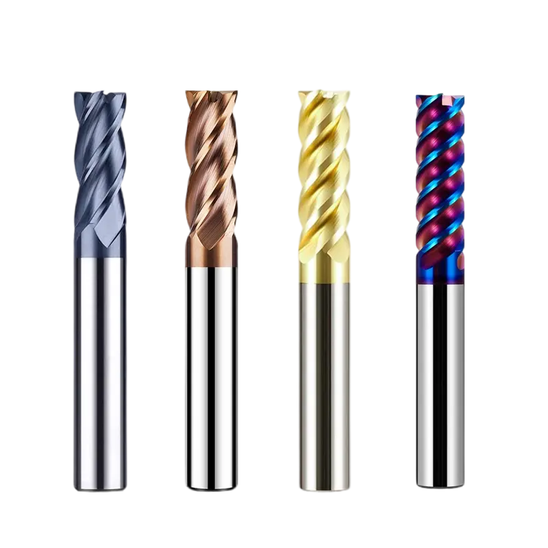 Azzkor 4F Solid Carbide Endmill CNC Milling Cutter Router Bits For Metal Square Flat Face End Mill HRC 45/55/65/70
