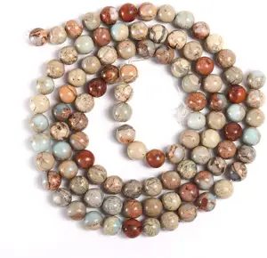 卸売Aqua Terra Jasper Shoushan Jasper Serpentine Beads for Jewelry Making Natural Round Loose Beads 15.5"