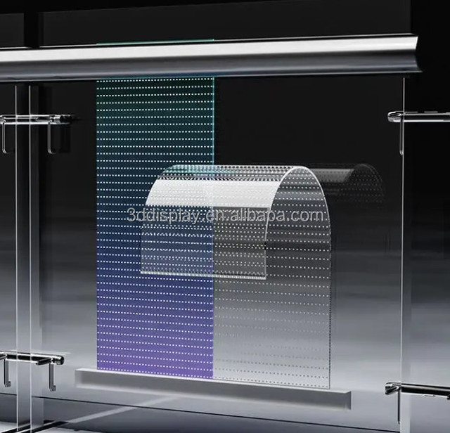 LED Screen Film Transparent Flexible Curved Video Wall Commercial Ads Led Ad Displays Stick on Glass Window Indoor Advertising