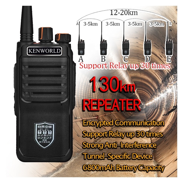 UHF Talkie Walkie De 100 Km KENWORLD KP-718R Relay Handle Radio Repeater Longue Portée Portable Long Range 2 Way Radio