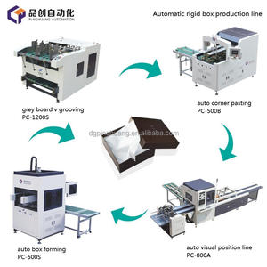 Nuevo alimentador Máquina de caja rígida doble completamente automática para tapa e inferior Produce juntos Máquina de embalaje para caja de zapatos - Product Image 5