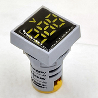 Mini 22mm Digital Panel Meter LED Persegi Voltmeter Merah/Hijau/Kuning/Biru Lampu Latar Tegangan AC 60-500V Fase Tunggal IP53 Sekrup