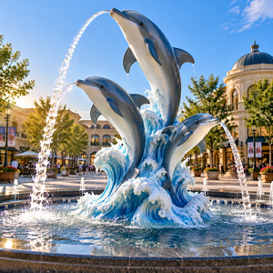 Statua di <span class=keywords><strong>Delfino</strong></span> in Resina di Fibra di Vetro Personalizzata, Scultura Artigianale a Grandezza Naturale, Fontana con Statua di <span class=keywords><strong>Delfino</strong></span> in Fibra di Vetro in Vendita - Product Image 1