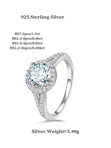 Guangdong Aivenchy Lab Grown <span class=keywords><strong>Bague</strong></span> en <span class=keywords><strong>diamant</strong></span> <span class=keywords><strong>Fine</strong></span> Jewelry 925 Sterling Silver Rhodium Plated Women Big Moissanite Finger Ring - Product Image 4