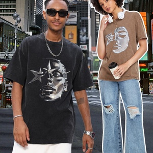 T-shirt décontracté surdimensionné à manches courtes pour homme, style vintage hip-hop streetwear, avec motif graphique, effet délavé, anti-plis et respirant - Product Image 4